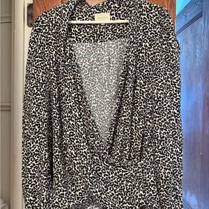 Sézane Abélia Leopard Print Wrap Blouse